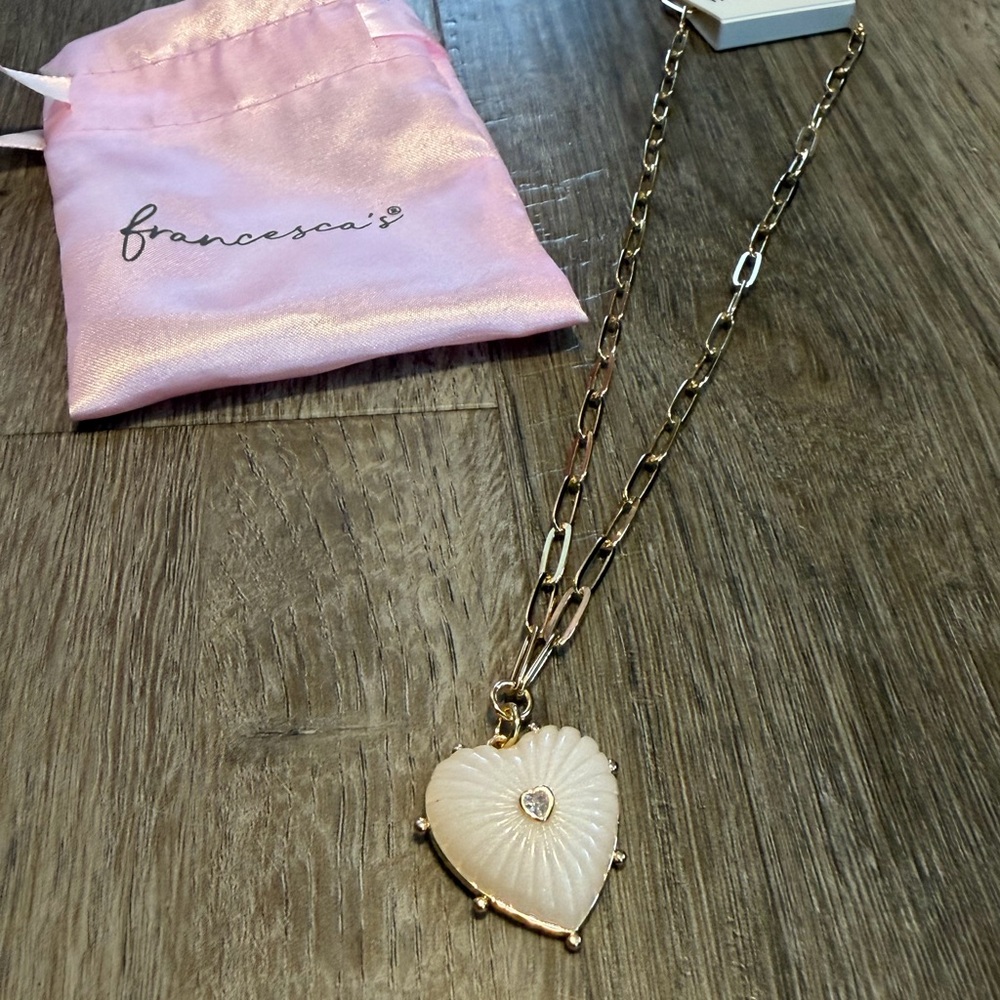 Francesca's Gold and Cream Heart Necklace